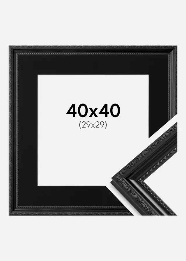 Ram med passepartou Fotolijst Abisko Zwart 40x40 cm - Passe-partout Zwart 30x30 cm
