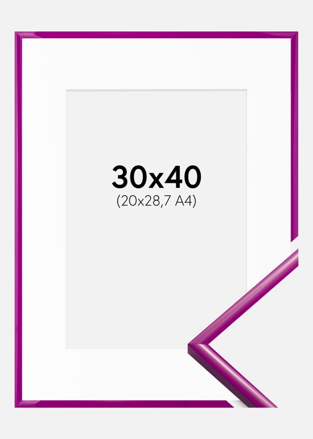 Ram med passepartou Fotolijst New Lifestyle Fuchsia 30x40 cm - Passe-partout Wit 21x29,7 cm (A4)