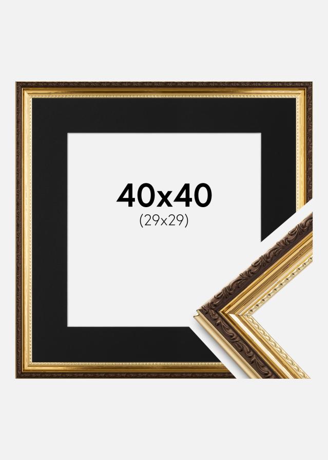 Ram med passepartou Fotolijst Abisko Goud 40x40 cm - Passe-partout Zwart 30x30 cm