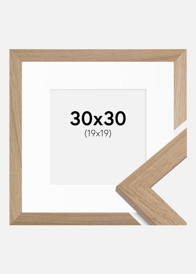 Ram med passepartou Fotolijst Trendline Eiken 30x30 cm - Passe-partout Wit 20x20 cm