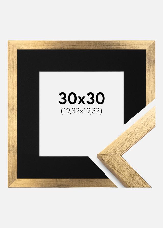 Ram med passepartou Fotolijst Stilren Goud 30x30 cm - Passe-partout Zwart 8x8 inches