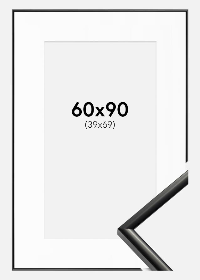 Ram med passepartou Fotolijst New Lifestyle Zwart 60x90 cm - Passe-partout Wit 40x70 cm