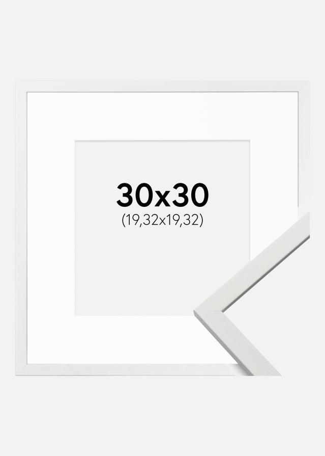Ram med passepartou Fotolijst Edsbyn Wit 30x30 cm - Passe-partout Wit 8x8 inches