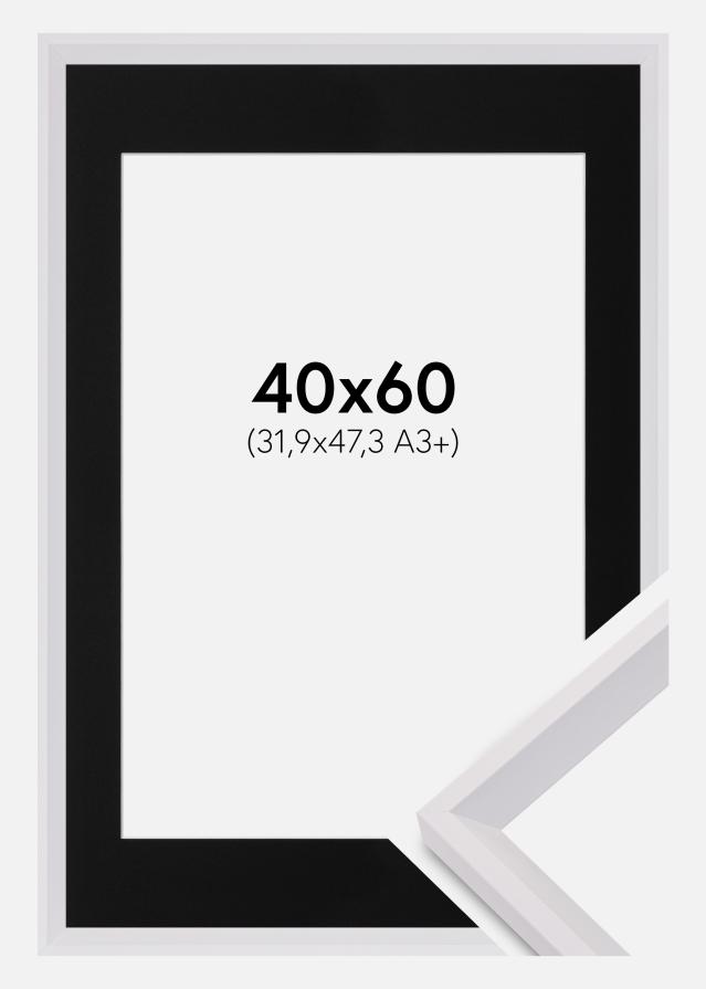 Ram med passepartou Fotolijst Globe Wit 40x60 cm - Passe-partout Zwart 32,9x48,3 cm (A3+)