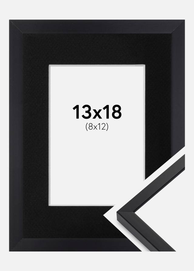 Ram med passepartou Fotolijst E-Line Zwart 13x18 cm - Passe-partout Zwart 9x13 cm