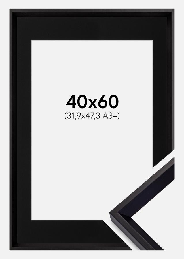 Ram med passepartou Fotolijst Globe Zwart 40x60 cm - Passe-partout Zwart 32,9x48,3 cm