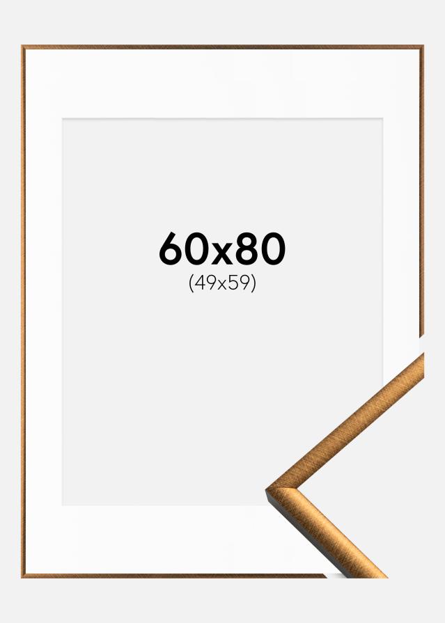 Ram med passepartou Fotolijst New Lifestyle Brons 60x80 cm - Passe-partout Wit 50x60 cm