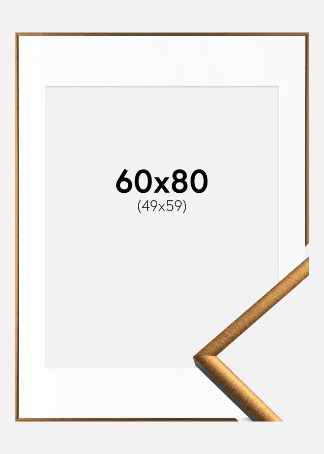Ram med passepartou Fotolijst New Lifestyle Brons 60x80 cm - Passe-partout Wit 50x60 cm
