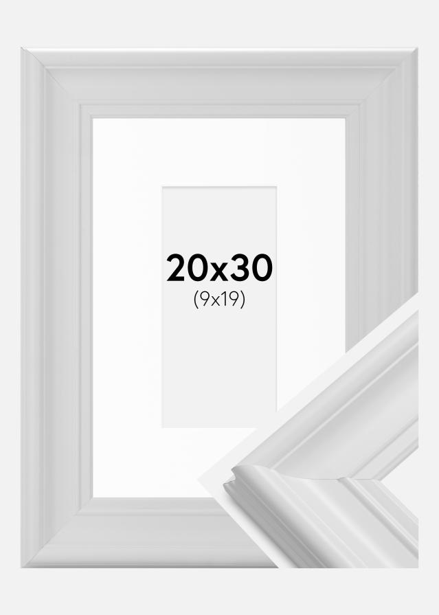 Ram med passepartou Fotolijst Mora Premium Wit 20x30 cm - Passe-partout Wit 10x20 cm