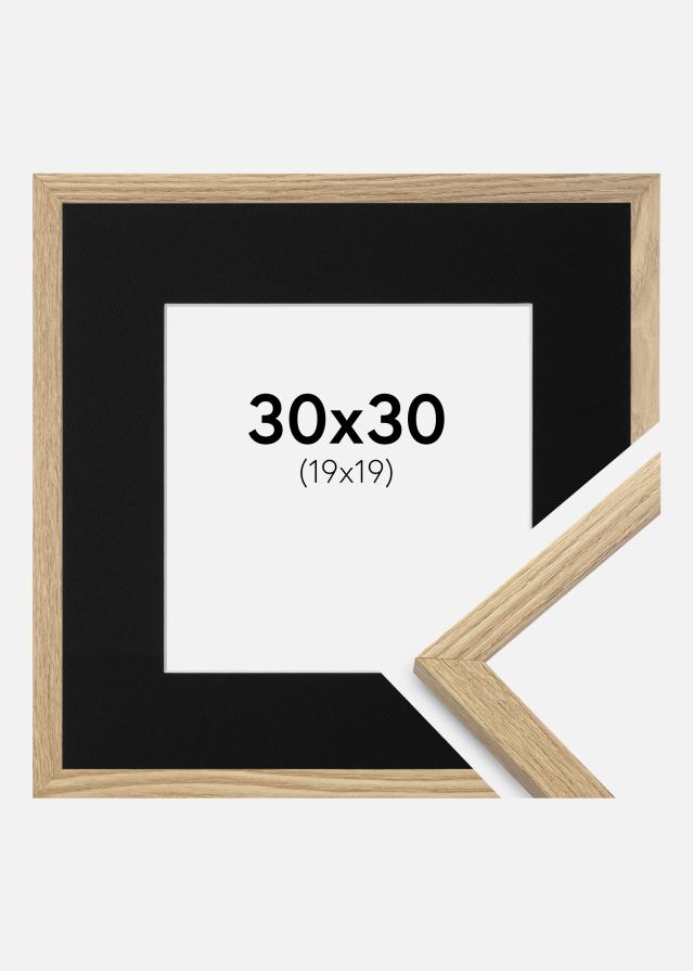 Ram med passepartou Fotolijst Trendy Eiken 30x30 cm - Passe-partout Zwart 20x20 cm