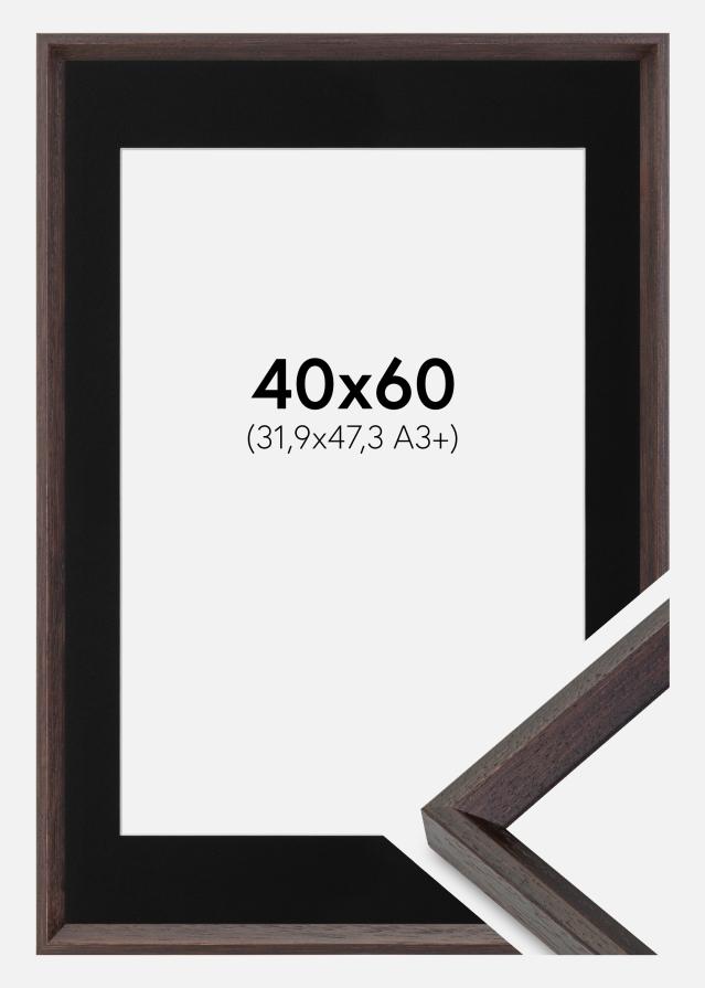 Ram med passepartou Fotolijst Globe Espresso 40x60 cm - Passe-partout Zwart 32,9x48,3 cm (A3+)