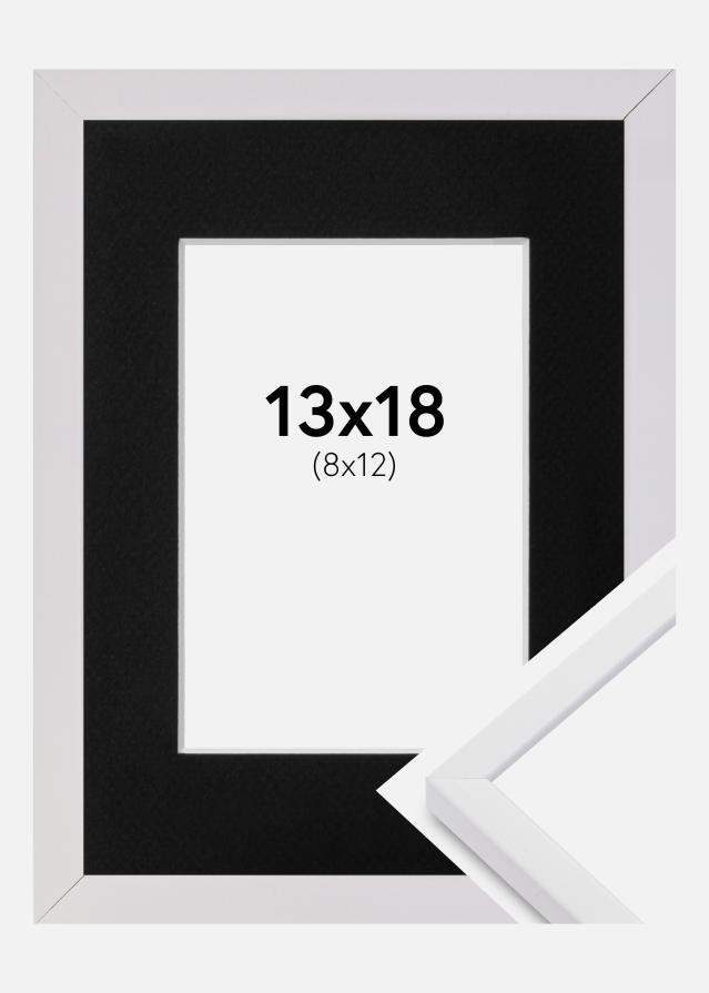 Ram med passepartou Fotolijst E-Line Wit 13x18 cm - Passe-partout Zwart 9x13 cm
