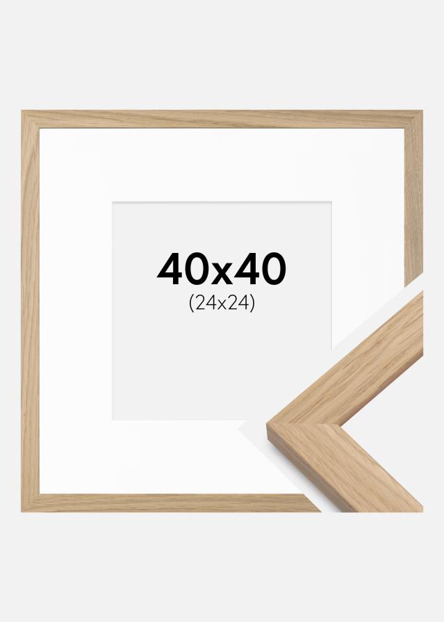 Ram med passepartou Fotolijst Oak Wood 40x40 cm - Passe-partout Wit 25x25 cm