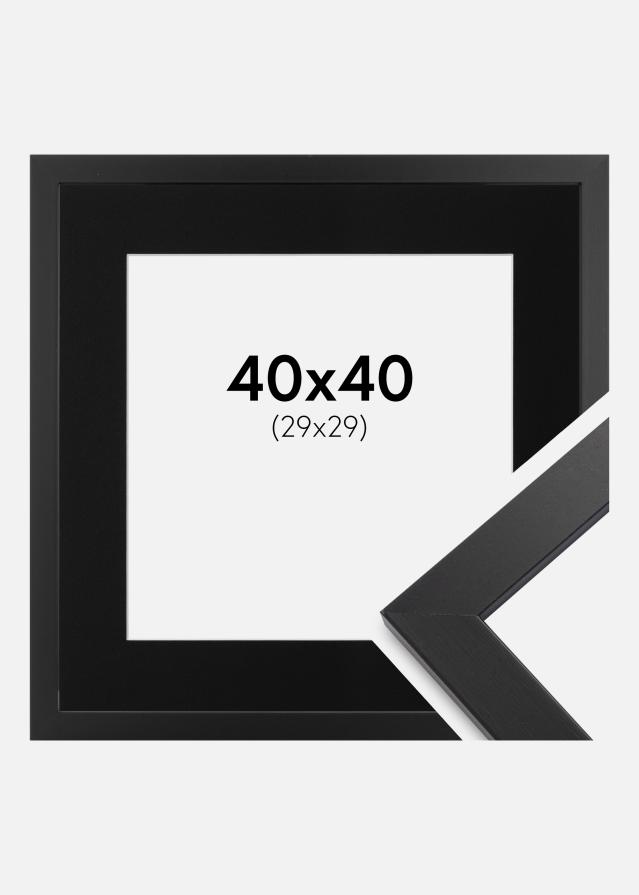Ram med passepartou Fotolijst Black Wood 40x40 cm - Passe-partout Zwart 30x30 cm