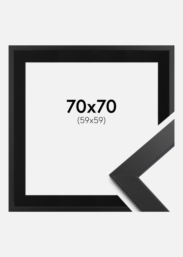 Ram med passepartou Fotolijst Black Wood 70x70 cm - Passe-partout Zwart 60x60 cm