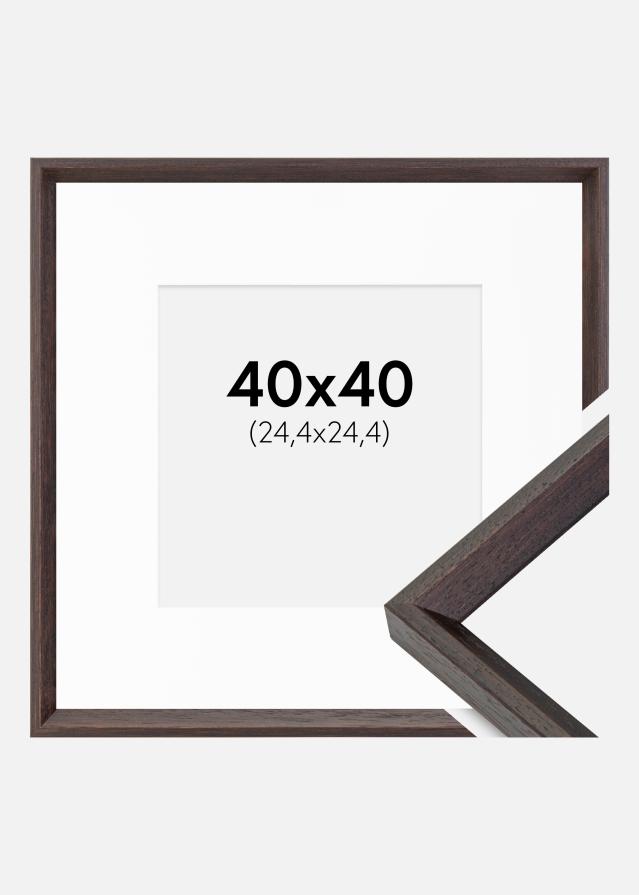 Ram med passepartou Fotolijst Globe Espresso 40x40 cm - Passe-partout Wit 10x10 inches