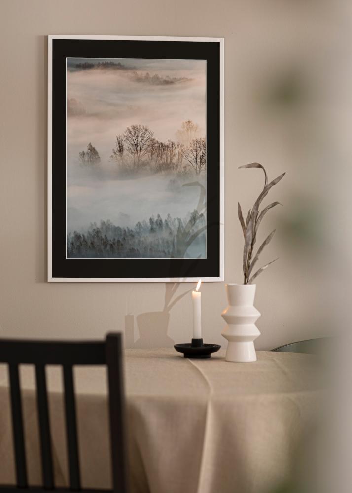 Ram med passepartou Fotolijst Kaspar Wit 40x60 cm - Passe-partout Zwart 32,9x48,3 cm (A3+)