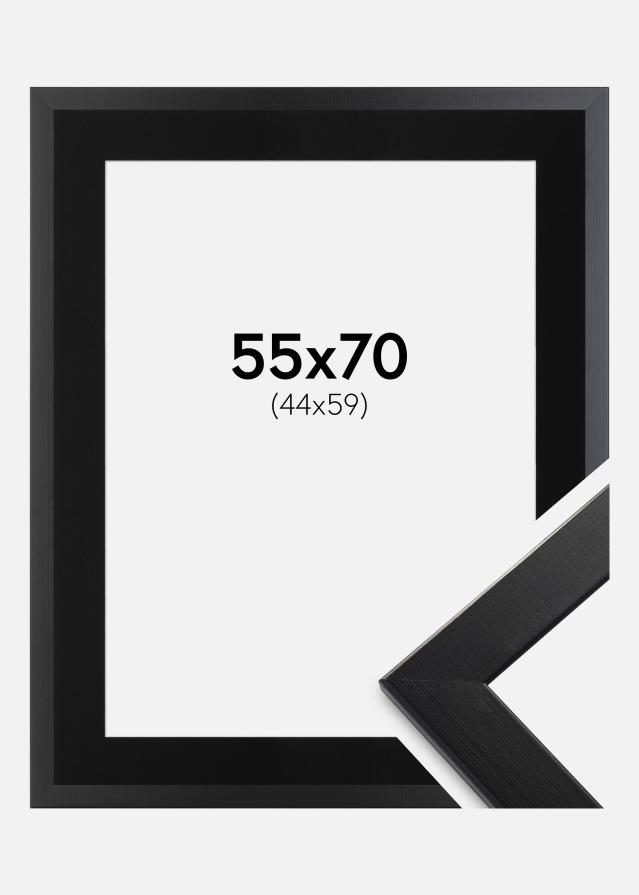 Ram med passepartou Fotolijst Trendline Zwart 55x70 cm - Passe-partout Zwart 45x60 cm