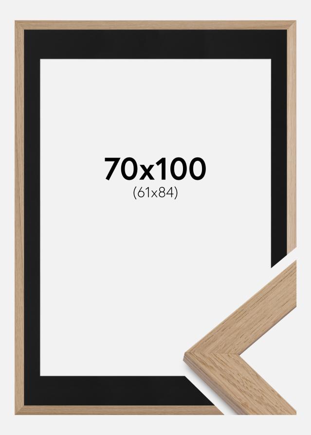 Ram med passepartou Fotolijst Trendline Eiken 70x100 cm - Passe-partout Zwart 62x85 cm