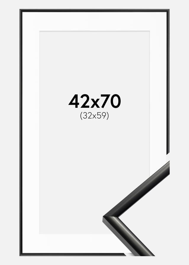 Ram med passepartou Fotolijst New Lifestyle Zwart 42x70 cm - Passe-partout Wit 33x60 cm