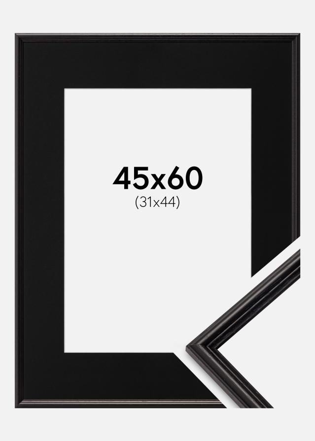 Ram med passepartou Fotolijst Horndal Zwart 45x60 cm - Passe-partout Zwart 32x45 cm