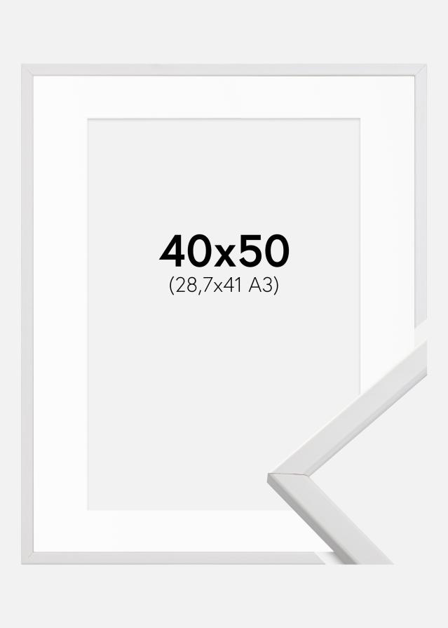 Ram med passepartou Fotolijst Galant Wit 40x50 cm - Passe-partout Wit 29,7x42 cm (A3)