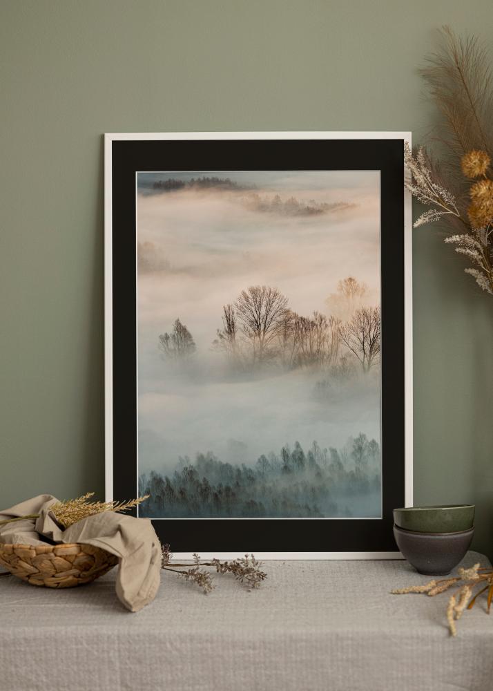 Ram med passepartou Fotolijst Kaspar Wit 40x60 cm - Passe-partout Zwart 32,9x48,3 cm (A3+)