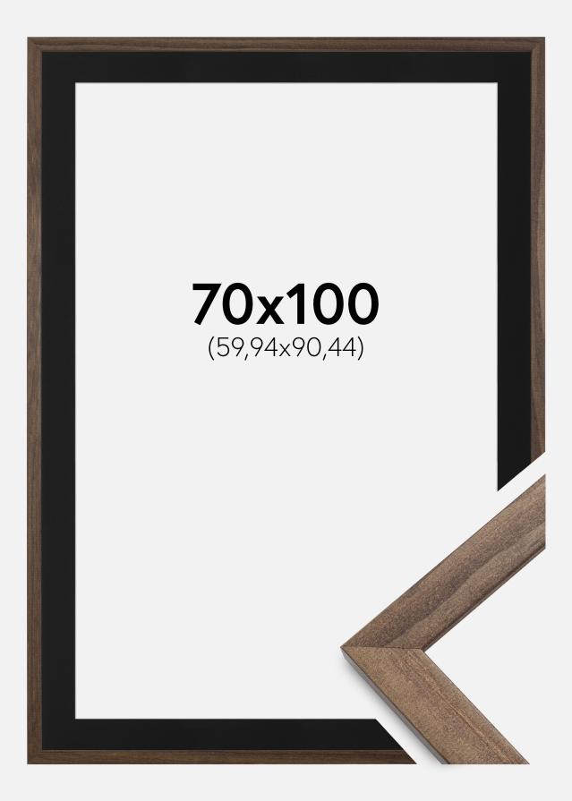 Ram med passepartou Fotolijst Stilren Walnoot 70x100 cm - Passe-partout Zwart 24x36 inches