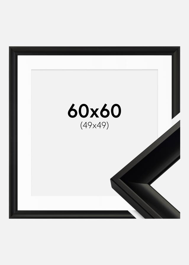 Ram med passepartou Fotolijst Öjaren Zwart 60x60 cm - Passe-partout Wit 50x50 cm