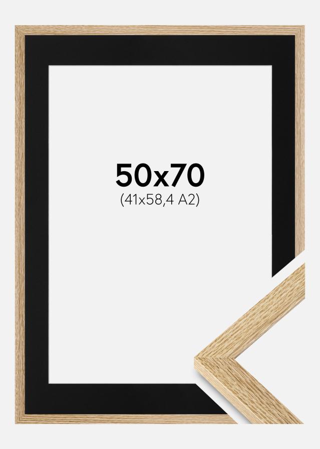 Ram med passepartou Fotolijst Selection Eiken 50x70 cm - Passe-partout Zwart 42x59,4 cm (A2)