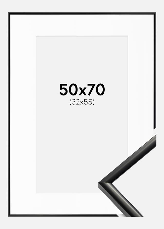 Ram med passepartou Fotolijst New Lifestyle Zwart 50x70 cm - Passe-partout Wit 33x56 cm