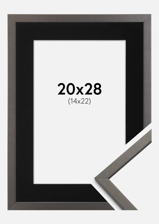 Ram med passepartou Fotolijst Edsbyn Grafiet 20x28 cm - Passe-partout Zwart 15x23 cm