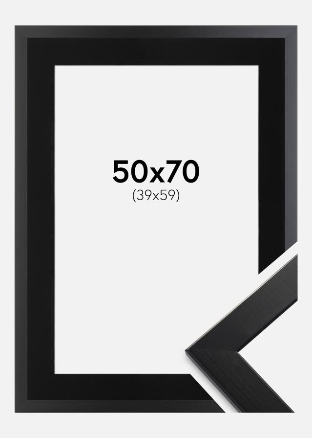 Ram med passepartou Fotolijst Trendline Zwart 50x70 cm - Passe-partout Zwart 40x60 cm