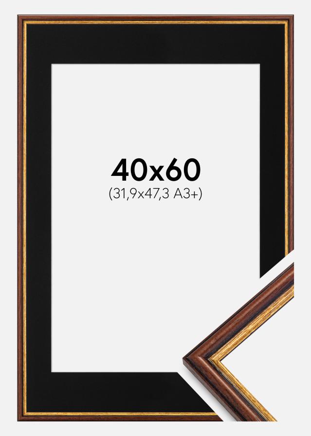 Ram med passepartou Fotolijst Horndal Bruin 40x60 cm - Passe-partout Zwart 32,9x48,3 cm (A3+)