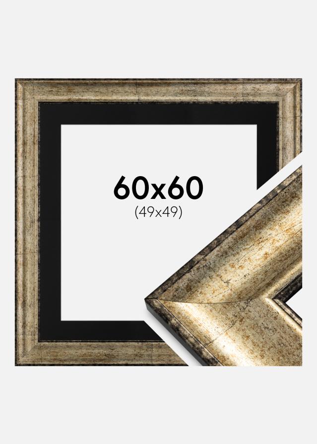 Ram med passepartou Fotolijst Saltsjöbaden Antiek Goud 60x60 cm - Passe-partout Zwart 50x50 cm
