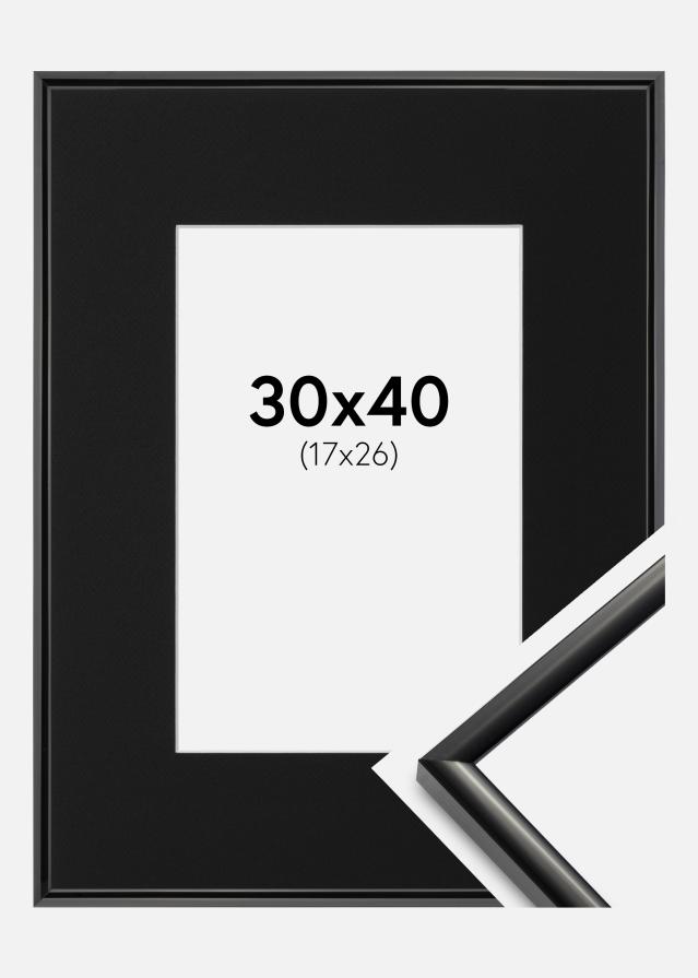 Ram med passepartou Fotolijst New Lifestyle Zwart 30x40 cm - Passe-partout Zwart 18x27 cm