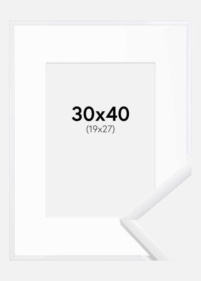Ram med passepartou Fotolijst New Lifestyle Wit 30x40 cm - Passe-partout Wit 20x28 cm