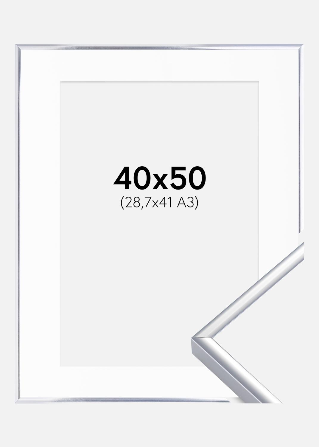 Product Image for Fotolijst Aluminium Glanzend Zilver 40x50 cm - Passe-partout Wit 29,7x42 cm (A3)
