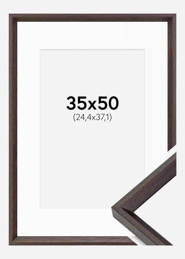 Ram med passepartou Fotolijst Globe Espresso 35x50 cm - Passe-partout Wit 10x15 inches
