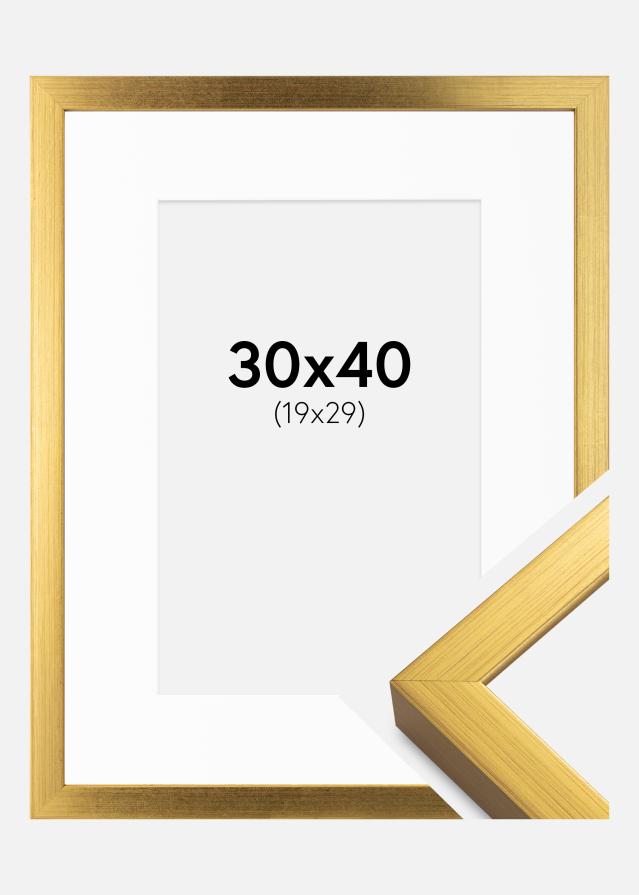 Ram med passepartou Fotolijst Falun Goud 30x40 cm - Passe-partout Wit 20x30 cm