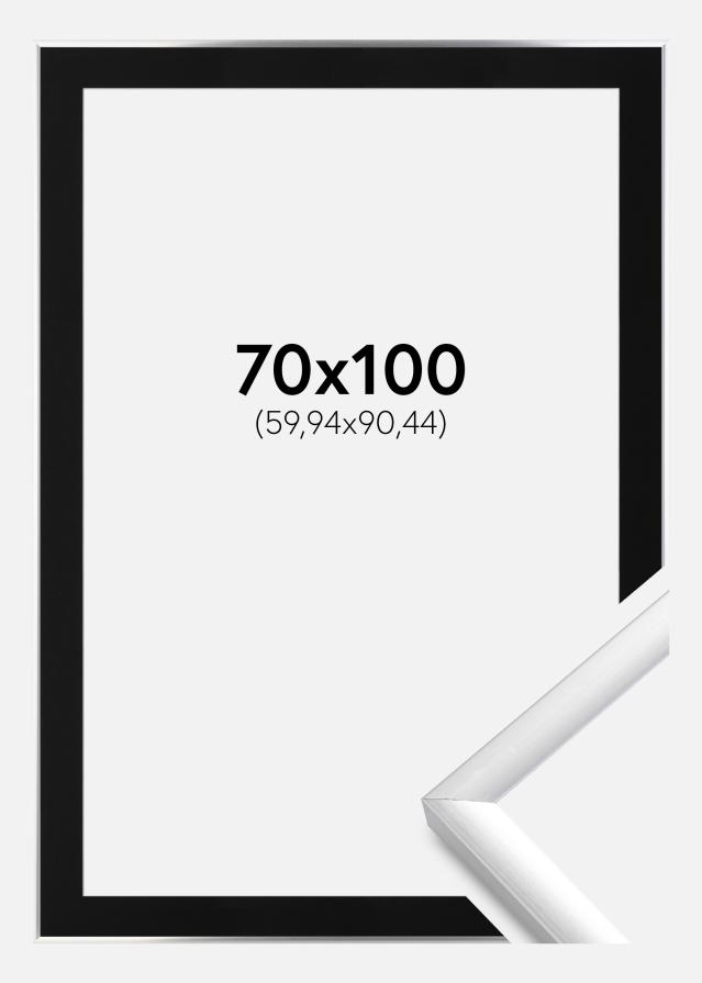 Ram med passepartou Fotolijst New Lifestyle Zilver 70x100 cm - Passe-partout Zwart 24x36 inches