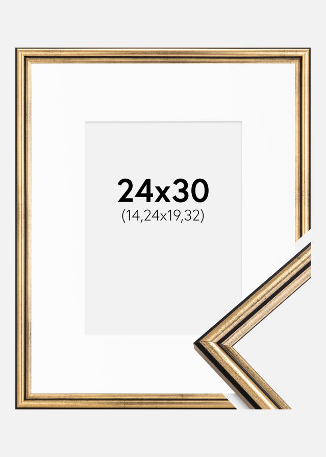 Ram med passepartou Fotolijst Horndal Goud 24x30 cm - Passe-partout Wit 6x8 inches