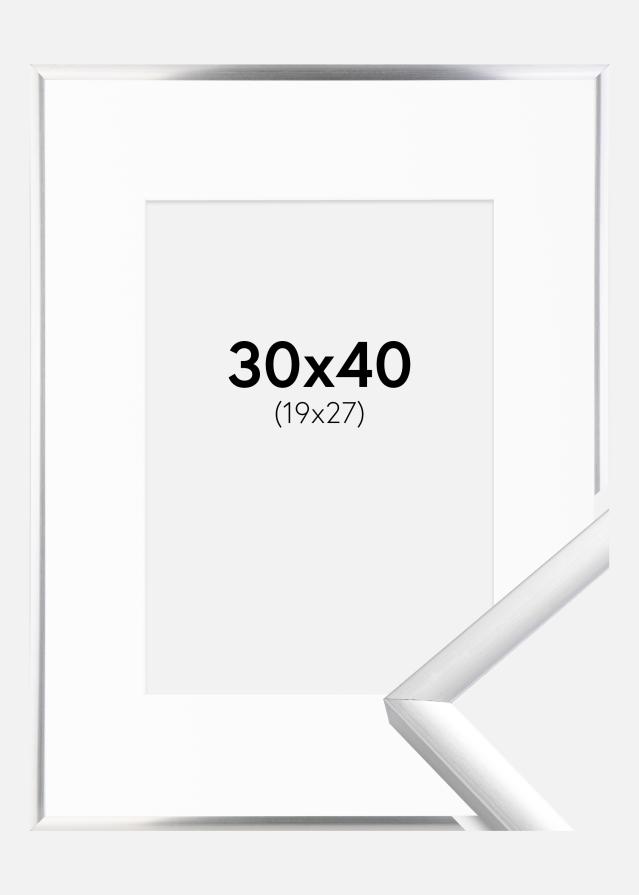 Ram med passepartou Fotolijst New Lifestyle Zilver 30x40 cm - Passe-partout Wit 20x28 cm
