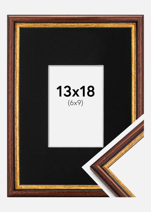 Ram med passepartou Fotolijst Horndal Bruin 13x18 cm - Passe-partout Zwart 7x10 cm