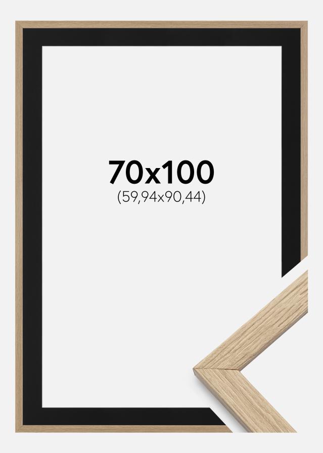 Ram med passepartou Fotolijst Stilren Eiken 70x100 cm - Passe-partout Zwart 24x36 inches