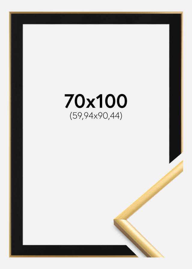 Ram med passepartou Fotolijst New Lifestyle Shiny Gold 70x100 cm - Passe-partout Zwart 24x36 inches
