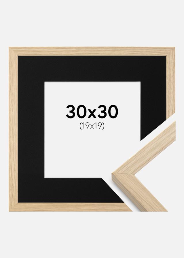 Ram med passepartou Fotolijst Grimsåker Eiken 30x30 cm - Passe-partout Zwart 20x20 cm