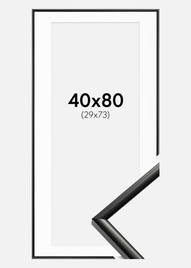 Ram med passepartou Fotolijst New Lifestyle Zwart 40x80 cm - Passe-partout Wit 30x74 cm