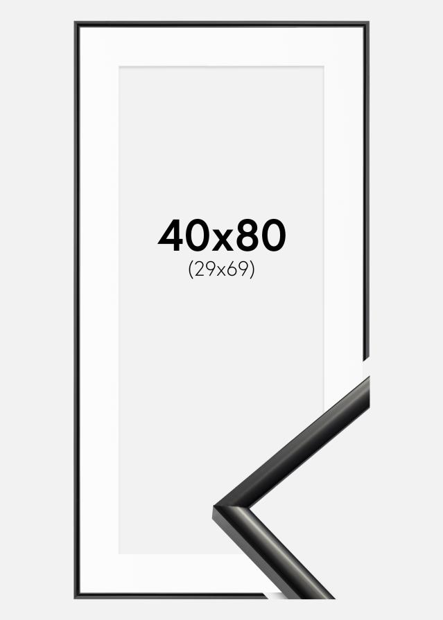 Ram med passepartou Fotolijst New Lifestyle Zwart 40x80 cm - Passe-partout Wit 30x70 cm