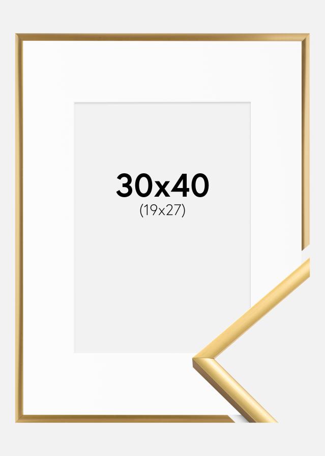 Ram med passepartou Fotolijst New Lifestyle Shiny Gold 30x40 cm - Passe-partout Wit 20x28 cm